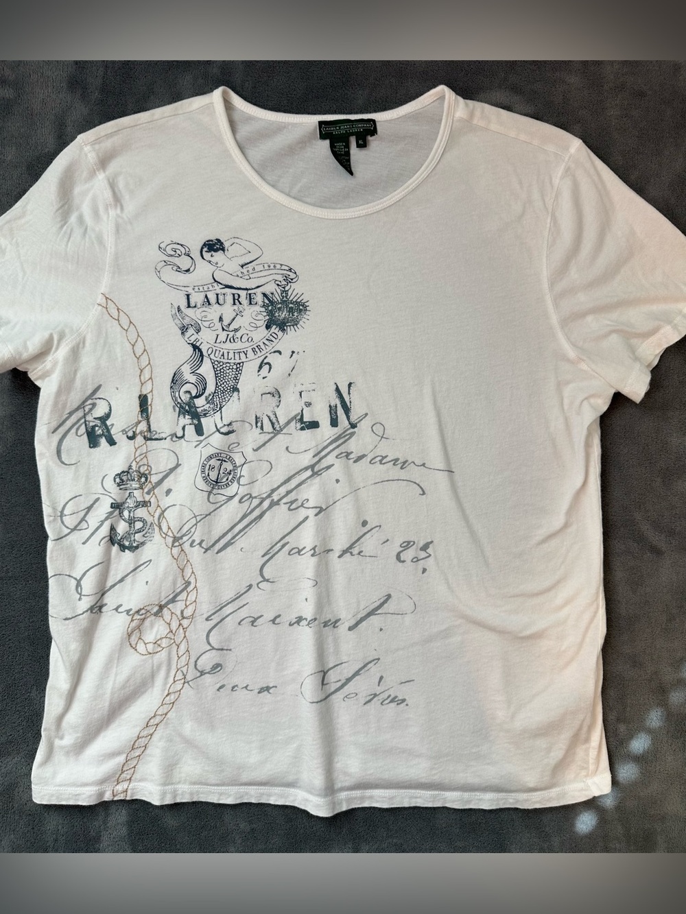 Ralph Lauren Jeans Company White Short Sleeve Graphic Tee